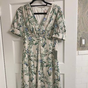Gal Meets Glam Lauren Botanical Garden Ivory Floral Lined V Neck Dress 8